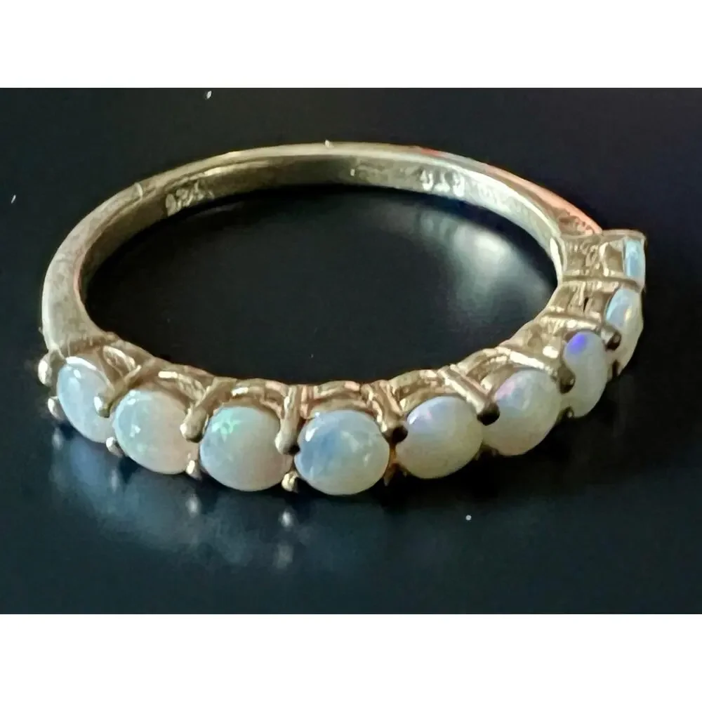 Opal and Sterling Silver 7-Stone Anniversary Band - Picture 3 of 4